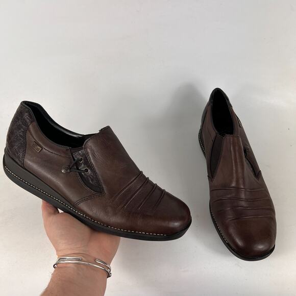 Rieker Daphne women's size 8.5 brown leather minimalist slip on flats shoes - Picture 1 of 11